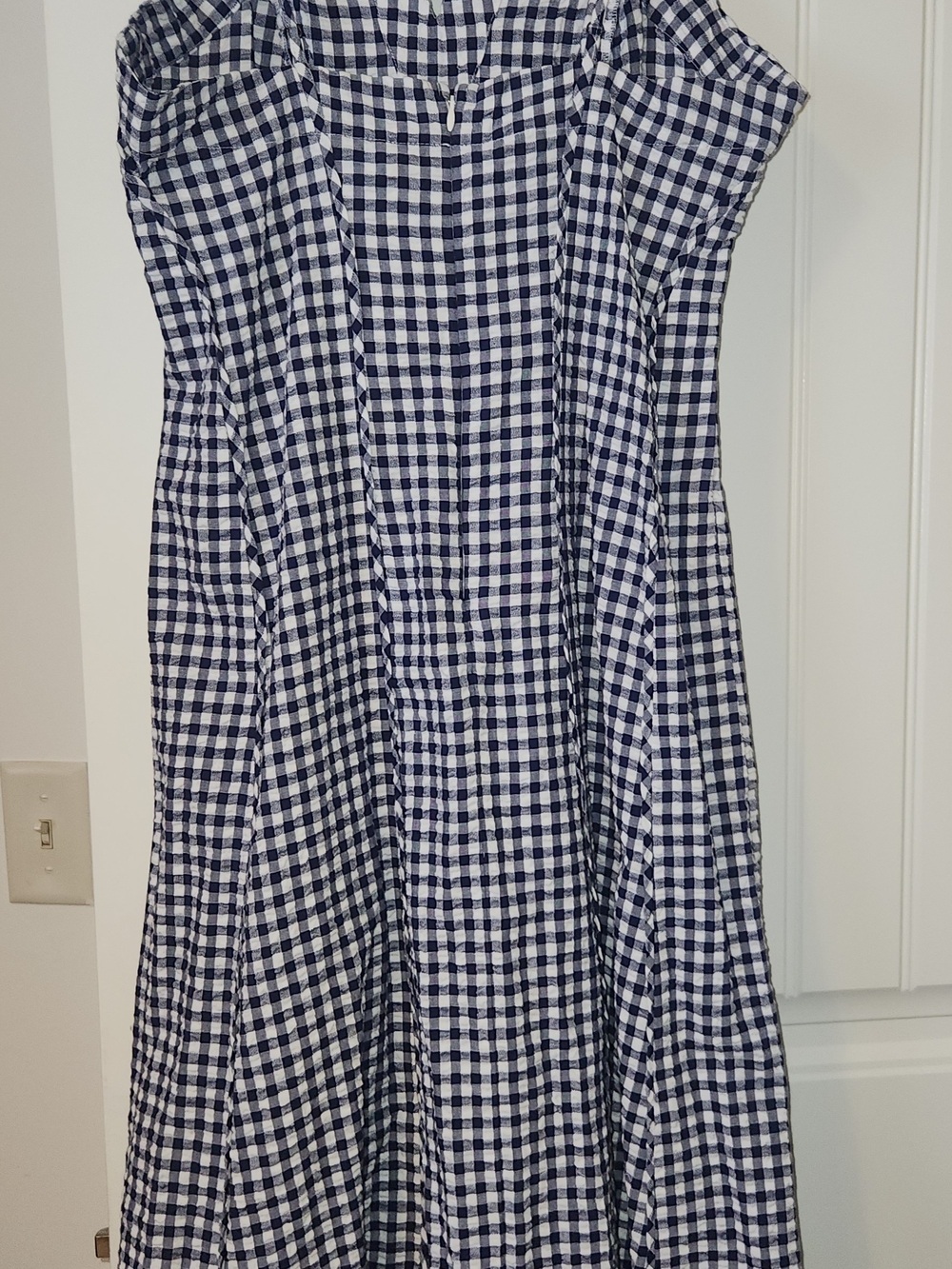 Blue Gingham Spaghetti Strap Mid Length Dress - Picture 4 of 6